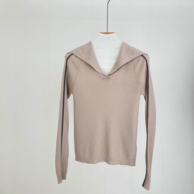 Wool Sweater Big Lapel Long Sleeve Top