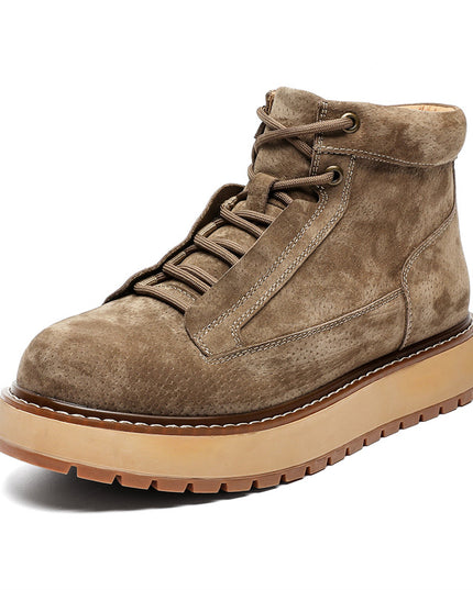 Genuine Leather Casual Platform Worker Boot British Retro Ankle Boots
