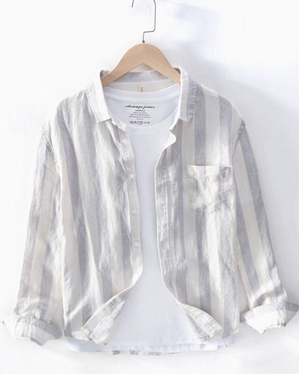 Spring And Summer Thin Youth Long Sleeve Men's Hong Kong Style Shirt