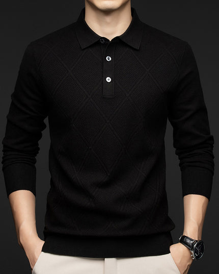 Lapel New Middle-aged People's Long Sleeve Business Casual Dad Wear Bottoming Sweater Men