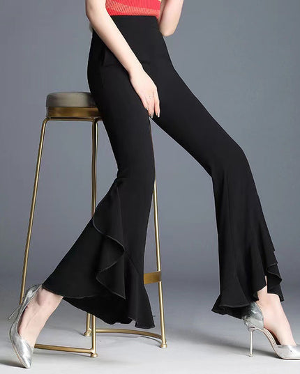 Spring And Summer New High Waist Black Bell-bottoms