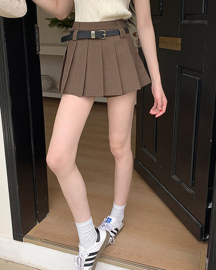 Women's Solid Color Casual High Waist Pleated Skirt