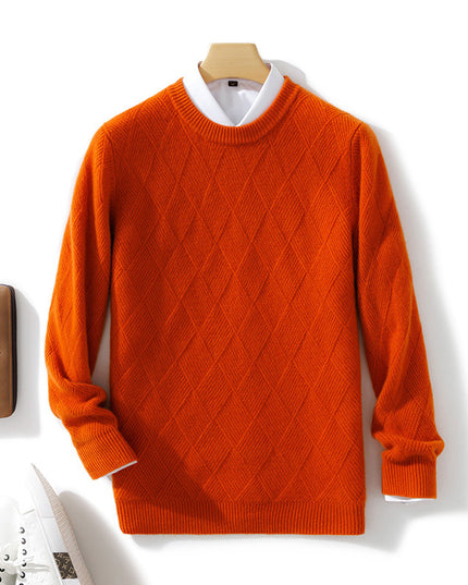 Pure Wool Sweater Men's Loose Round Neck Sweater Casual Thickening Knitted Bottoming Shirt
