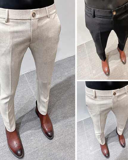 Men's Fashion Handsome Lightly Mature Simple Slim Fit Casual Ankle Banded Pants