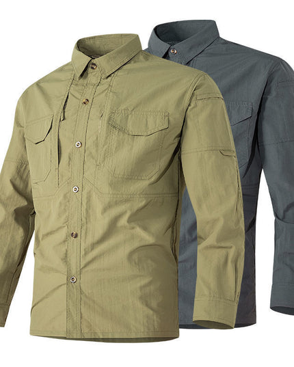 Spring And Autumn Long-sleeved Shirt Men's Multi-pocket Overalls