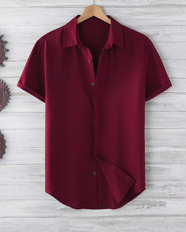 Men's Short Sleeve Loose Solid Color Shirt