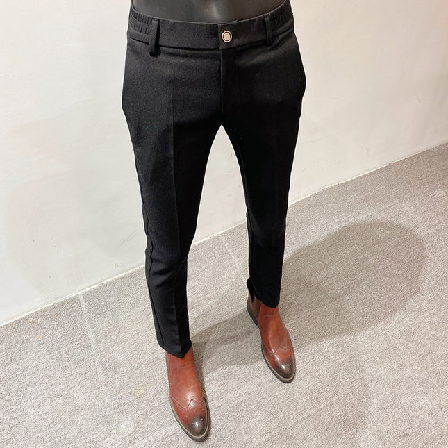 Men's Fashion Handsome Lightly Mature Simple Slim Fit Casual Ankle Banded Pants
