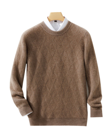 Pure Wool Sweater Men's Loose Round Neck Sweater Casual Thickening Knitted Bottoming Shirt