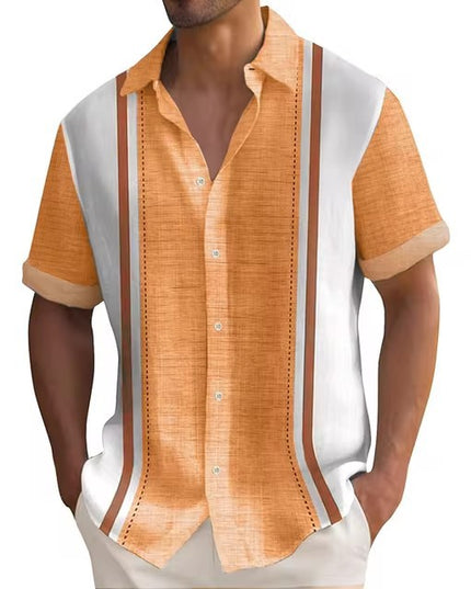 3D Digital Printing Summer Striped Shirt Male
