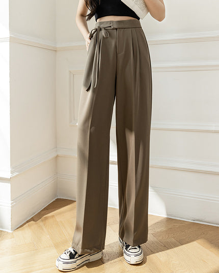 High Waist Drooping New Straight Lace-up Suit Pants For Women