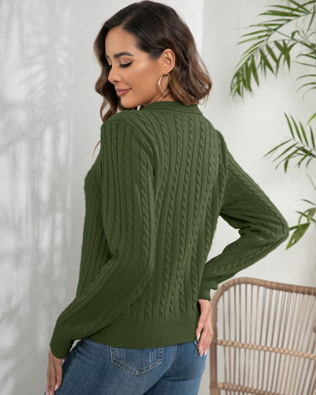 Women's Pullover Loose-fitting Long Sleeves Lapel Twist Sweater