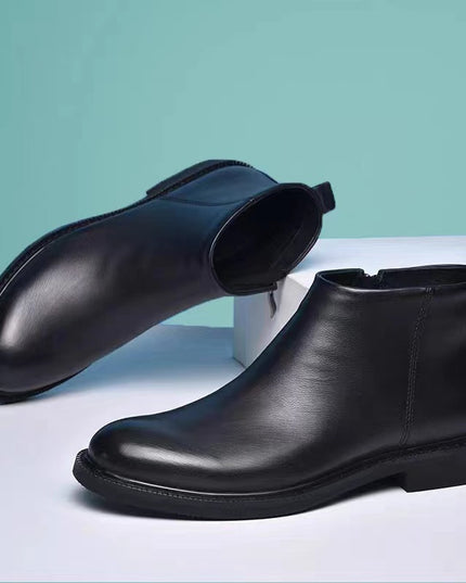 Men's Leather Shoes Solid Color Chelsea Boots