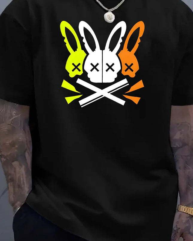Fashion Unique Rabbit Skull Printed Men's T-shirt