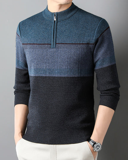 Zipper Collar Sweater Men's Thickened Long-sleeved Sweater