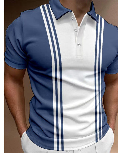 Casual 3 Button Printing Lapel Casual Men's T-shirt