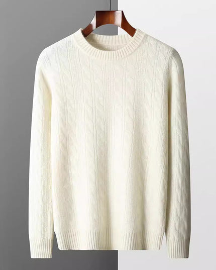 Round Neck Cashmere Sweater Men's Long Sleeve Pullover Classic