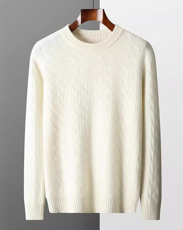 Round Neck Cashmere Sweater Men's Long Sleeve Pullover Classic