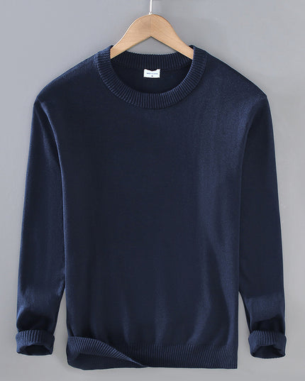 Men's Top Pullover Inner Stretch Rib Round-neck Sweater