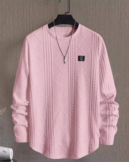 Men's Letter Chest Detail Casual Loose Round Neck Pullover Long Sleeve