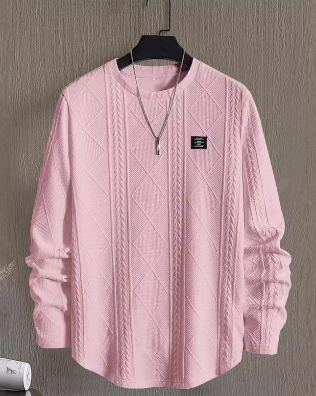 Men's Letter Chest Detail Casual Loose Round Neck Pullover Long Sleeve