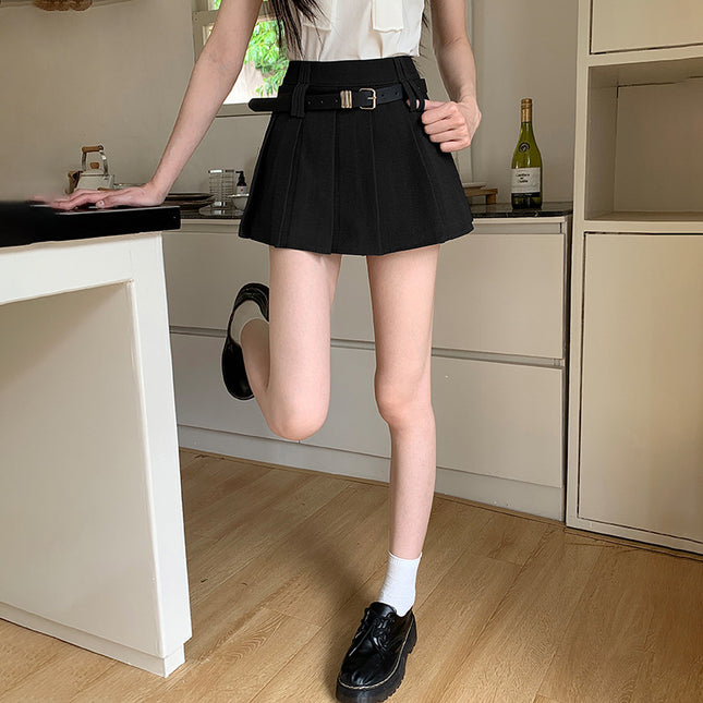 Women's Solid Color Casual High Waist Pleated Skirt