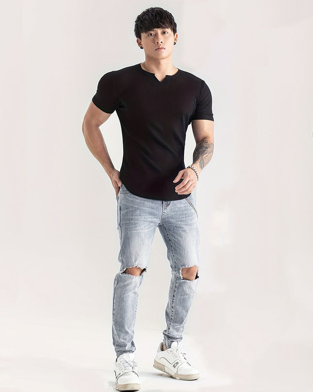 Quick-drying Striped Thin Fashion Slim-fit Short Sleeve