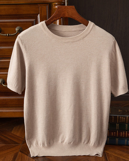 Men's Short-sleeved T-shirt Korean-style Trendy Round Neck Half-sleeve Sweater
