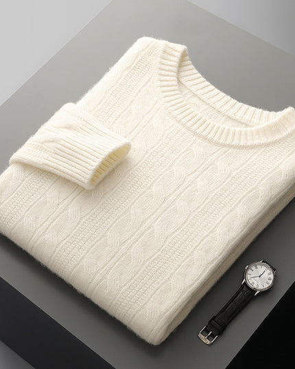 Round Neck Cashmere Sweater Men's Long Sleeve Pullover Classic
