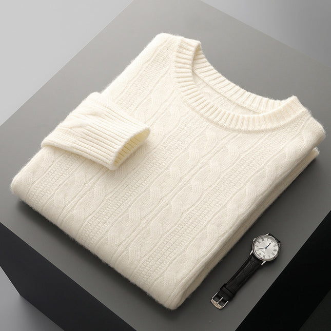 Round Neck Cashmere Sweater Men's Long Sleeve Pullover Classic