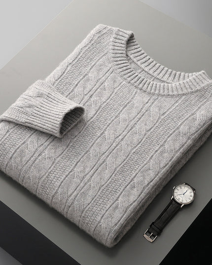 Round Neck Cashmere Sweater Men's Long Sleeve Pullover Classic
