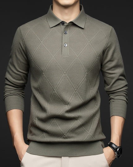 Lapel New Middle-aged People's Long Sleeve Business Casual Dad Wear Bottoming Sweater Men