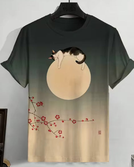 Men's Japanese Style Ukiyo-e Graphic 3D Printed Casual Short-sleeved T-shirt