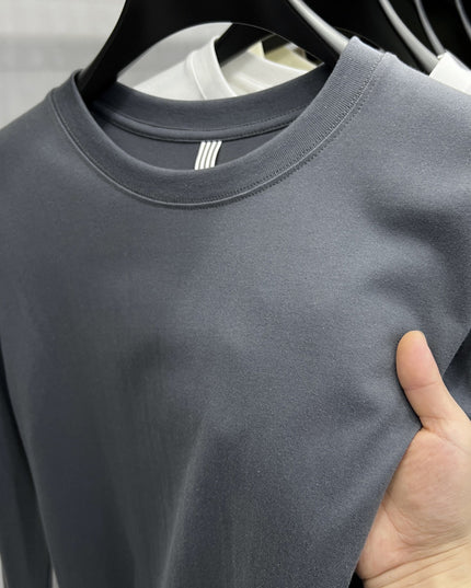 Long-staple Cotton Round Neck Extended Off-shoulder Bottoming Shirt For Men