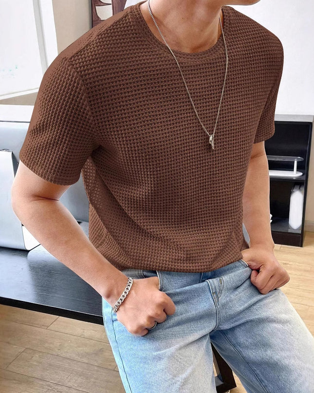 Men's Casual Loose Solid Color Short Sleeve