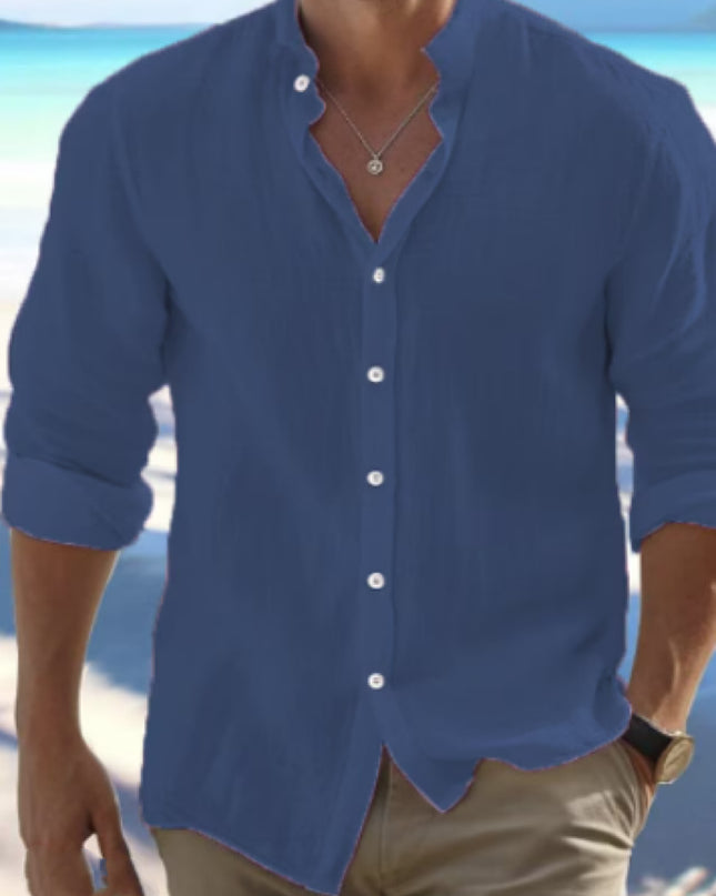 Men's Linen Button Summer Beach Shirt