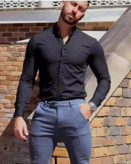 Men's Sports And Leisure Long Sleeve Lapel Shirt