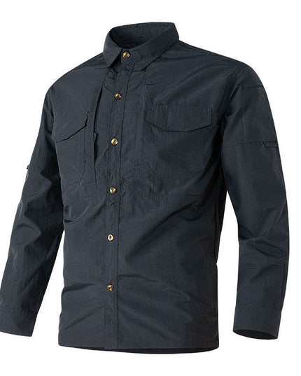 Spring And Autumn Long-sleeved Shirt Men's Multi-pocket Overalls