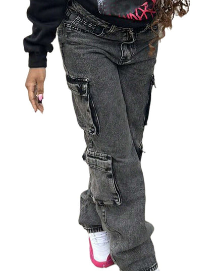 Women's Fashion Casual Retro Denim High Waist Straight Pants