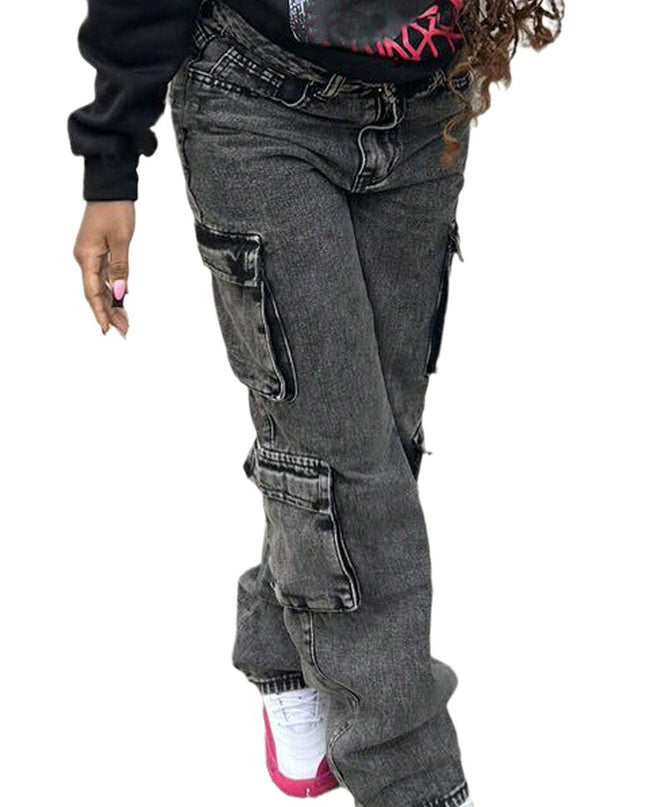 Women's Fashion Casual Retro Denim High Waist Straight Pants