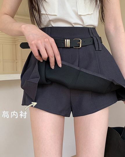 Women's Solid Color Casual High Waist Pleated Skirt