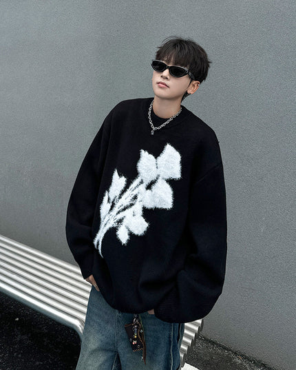Autumn And Winter New American Retro Brocade Sweater Men's Loose Sweater