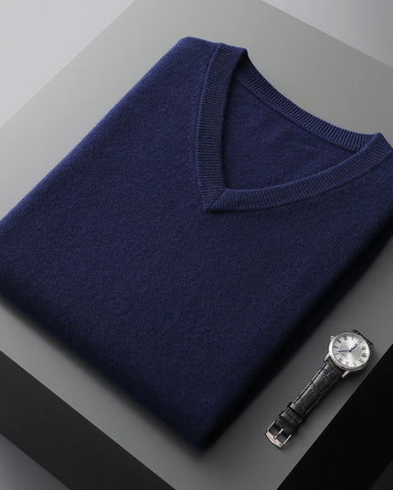 Men's V-neck Vest Middle-aged And Elderly Warm Sweater
