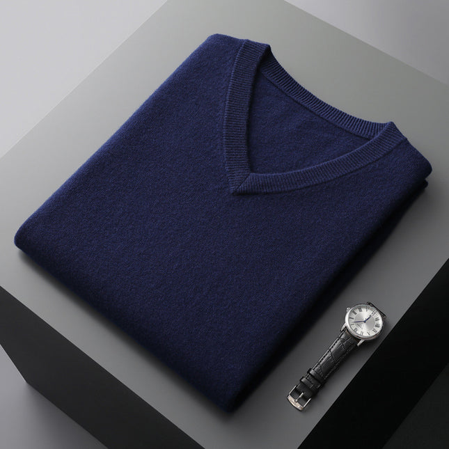 Men's V-neck Vest Middle-aged And Elderly Warm Sweater
