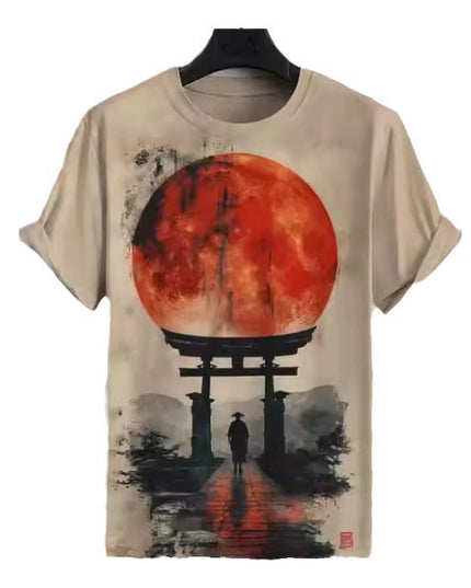 Men's Japanese Style Ukiyo-e Graphic 3D Printed Casual Short-sleeved T-shirt