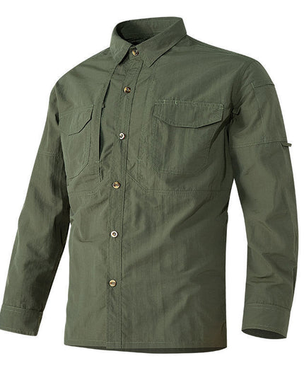 Spring And Autumn Long-sleeved Shirt Men's Multi-pocket Overalls