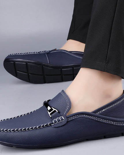 Extra Large Casual Leather Shoes Leather Widened Gommino
