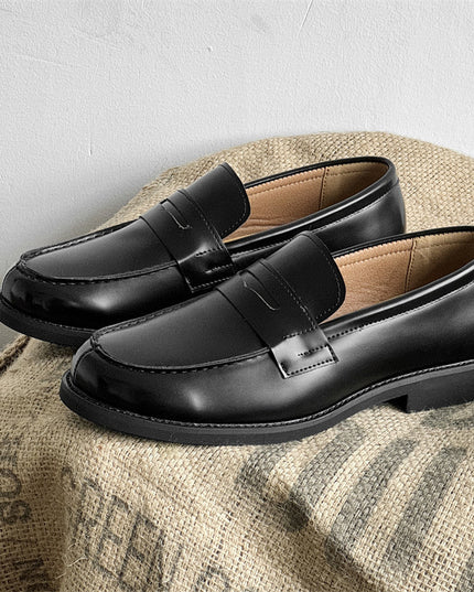 Men's Classic Slip-on Black Derby Couple Leather Shoes