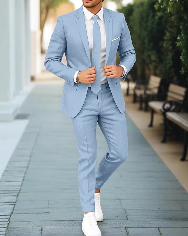 Men's New Linen Single Row One Button Suit