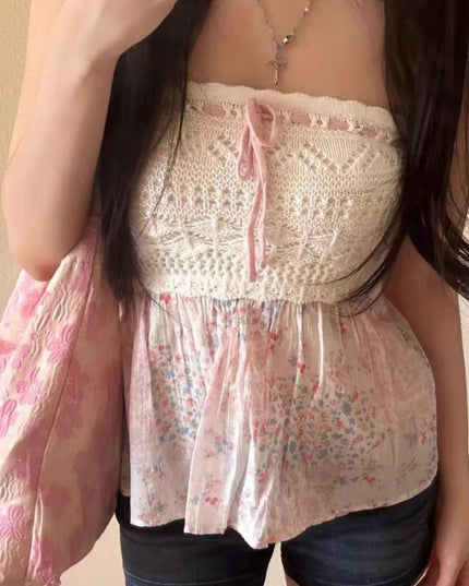 Spring And Summer Design Sense Hollow-out Tube Top Vest