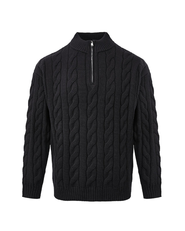 Loose Feeling Old Money British Half Zipper Heavy Sweater